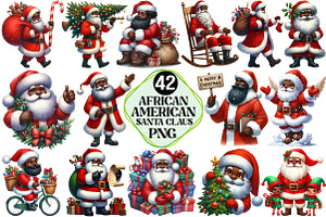 African American Santa Claus Clipart, an Illustration by Pixels.Craft