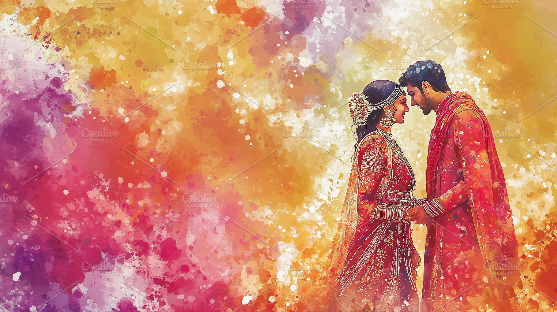 Romantic watercolor painting indian, a Person Photo by MistyDay