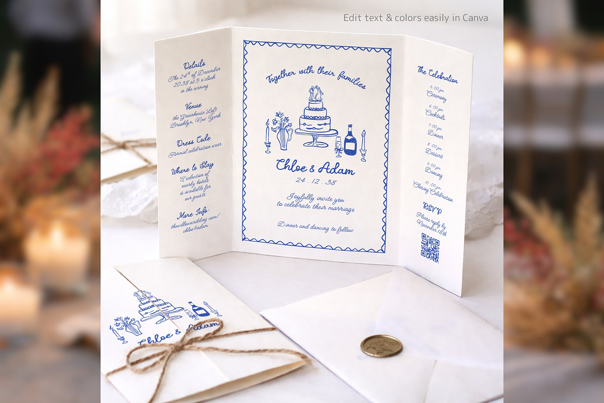 Gatefold Invitation Template bd003, an Invitation Template by TyphoonStudio (Photo 4 of 9)