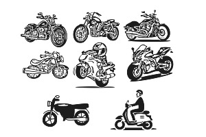 Motorbike Silhouette Set 1 Procreate