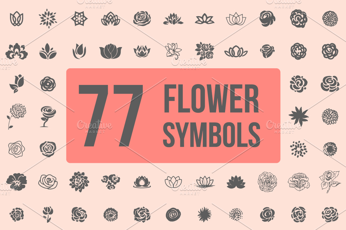 Pack of 77 decorative flower symbols, an Icon by Artha Design Studio (Photo 1 of 4)
