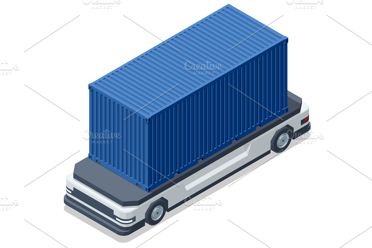 Isometric autonomous flatbed truck, a Transportation Illustration by Golden Sikorka