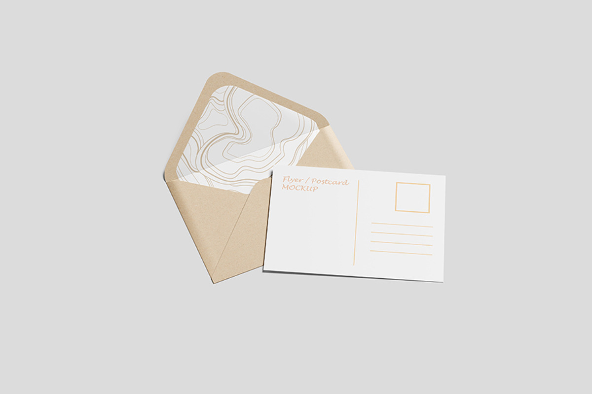 A6 Postcard and Envelope Mockup