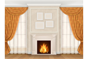 Classic interior with fireplace