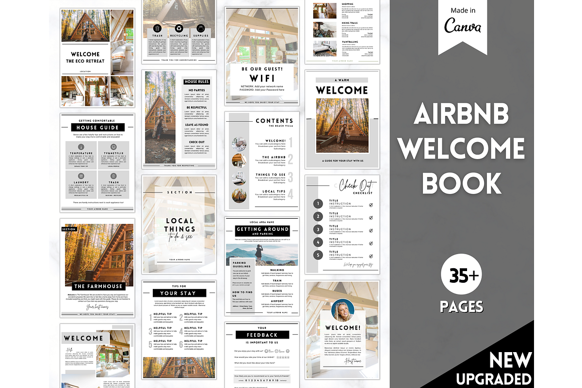 Airbnb Welcome Book Template 35pgs, a Poster Template by Templatables (Photo 1 of 11)