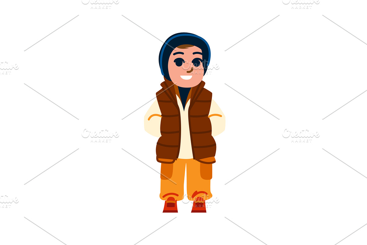 Smiling boy wearing winter clothes, a Person Illustration by pikepicture