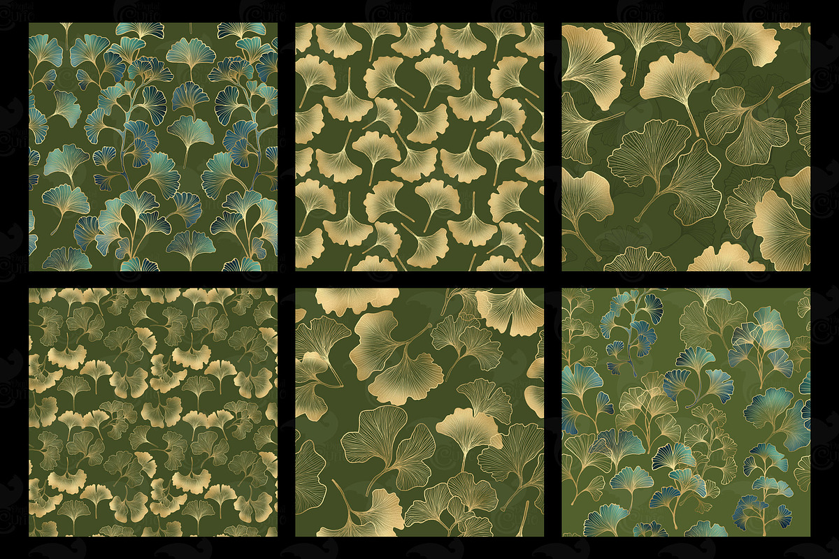 Green and Gold Ginkgo Patterns, a Texture Graphic by Digital Curio (Photo 5 of 5)