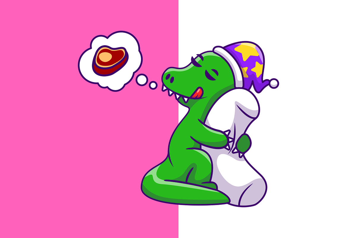 Cute Sleeping Dino Hug Pillow, an Animal Illustration by Artstorystudio (Photo 2 of 3)
