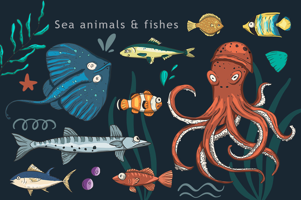 Under the sea. Big graphic set., an Animal Illustration by Red Ink (Photo 3 of 10)