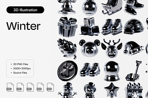 Winter 3D Icon Set, an Object 3D Model by Eklip Studio