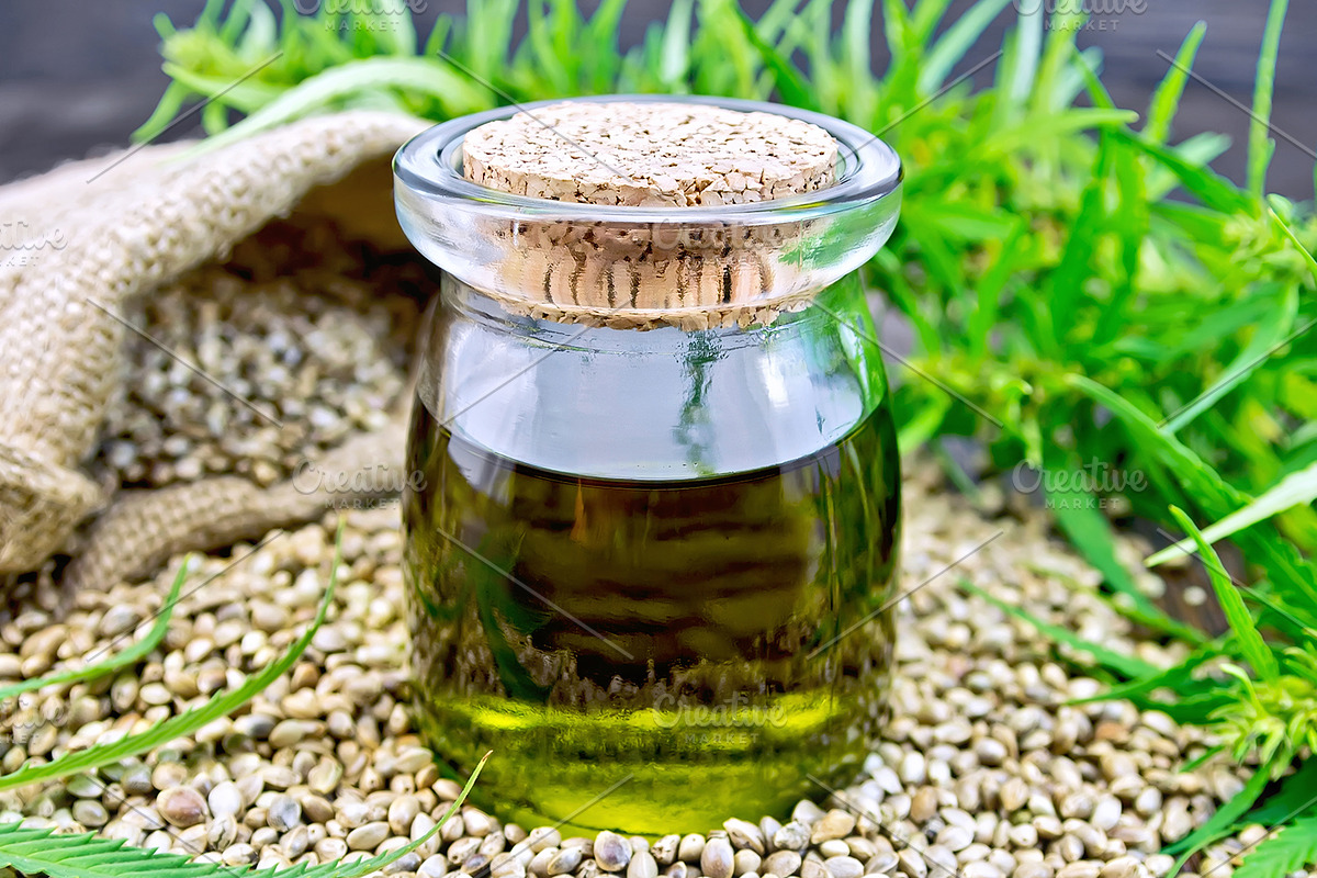 Hemp oil in a glass jar, a Food & Drink Photo by rezkrr (Photo 2 of 3)