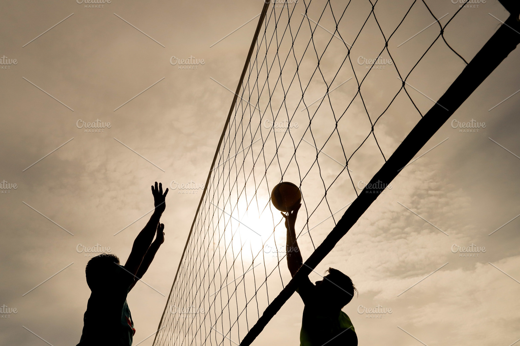 Sunset Volleyball Match in Silhouett, a Sports & Recreation Photo by bastera