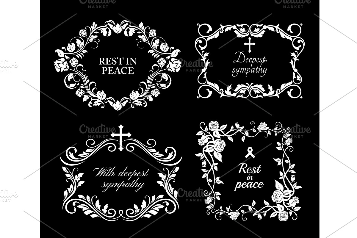 Funeral vector frames, borders, an Illustration by Vector Tradition ...