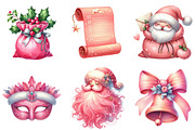 Pink Trendy Christmas Santa Png Bund, an Illustration by Watercolor design (Thumbnail 4 of 4)
