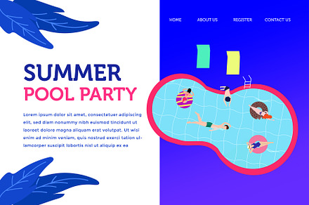 Landing page summer pool party, a Landing Page Template by bungamustia