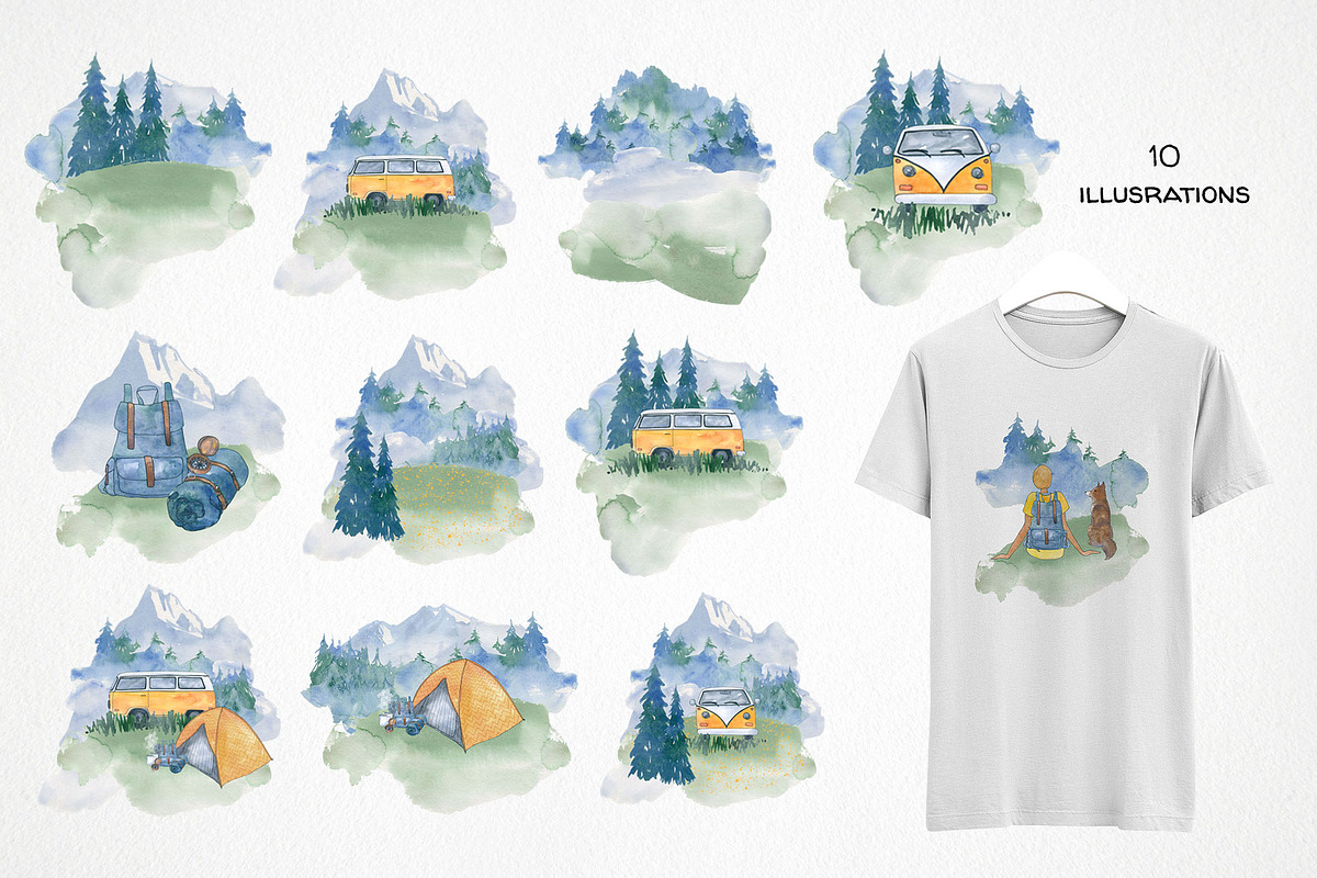 Watercolor travel bundle, summer set, a Person Illustration by LyubovZaytseva (Photo 4 of 20)