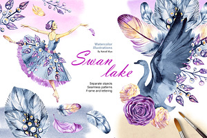 Watercolor Swan Lake