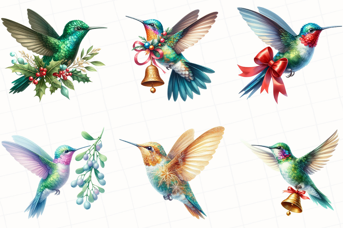 Christmas Hummingbird Clipart, an Illustration by OK Design (Photo 2 of 5)