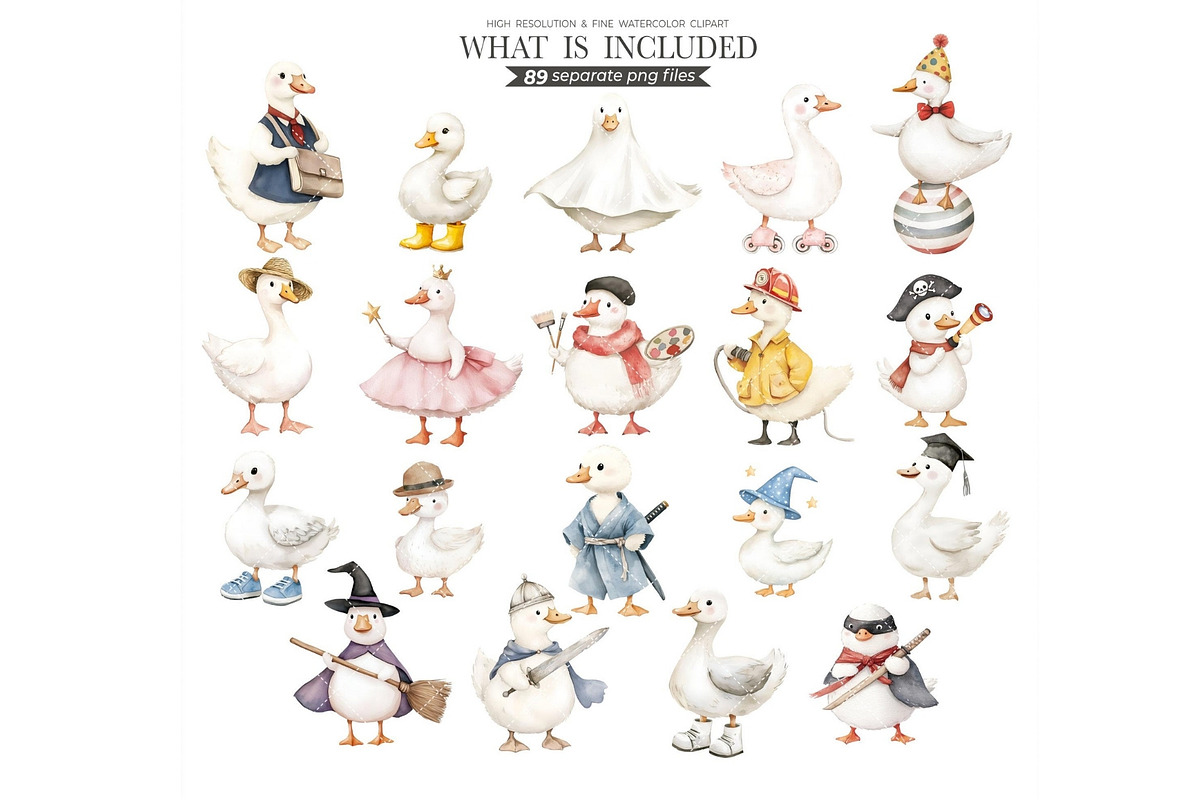 Silly Goose Spring Watercolor, an Illustration by CharmClipart (Photo 6 of 6)