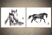 Horses Sumi-e, an Animal Illustration by StabuLaRasa illustration (Thumbnail 8 of 21)