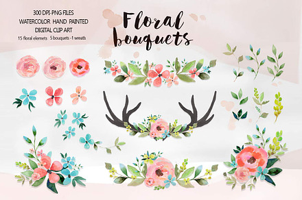 Floral bouquets - Watercolor clipart