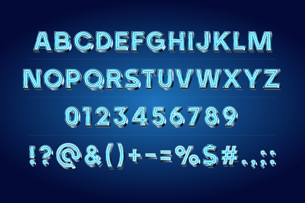 Realistic vector neon alphabet 1 preview 2