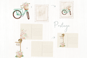 Cottage Village - watercolor clipart