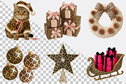 Glitter Leopard Christmas Clipart Bu, an Illustration by SVGArt (Thumbnail 2 of 8)