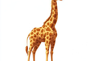 A cartoon giraffe stands tall agains, an Animal Photo by Pixeness Studio