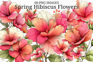 Whimsical Spring Hibiscus Flowers, an Illustration by Craft Nest