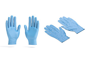 Blue Rubber Gloves 2 Types 3D Model