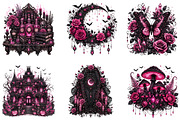 Pink Dark Halloween Cottagecore PNG, a Seasonal Illustration by Designworld (Thumbnail 2 of 6)