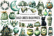 Sage Green Halloween Clipart, an Illustration by Designworld (Thumbnail 1 of 5)