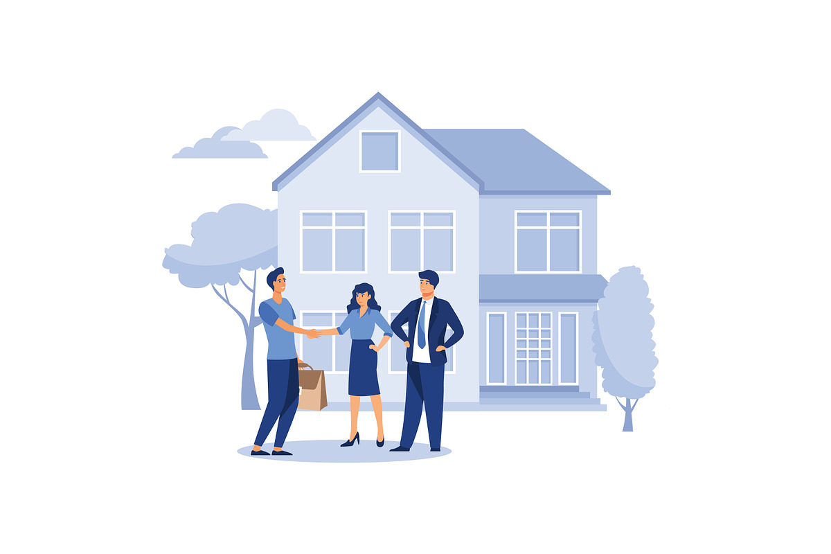 real estate agent shaking hands, a Work Illustration by alwie99d