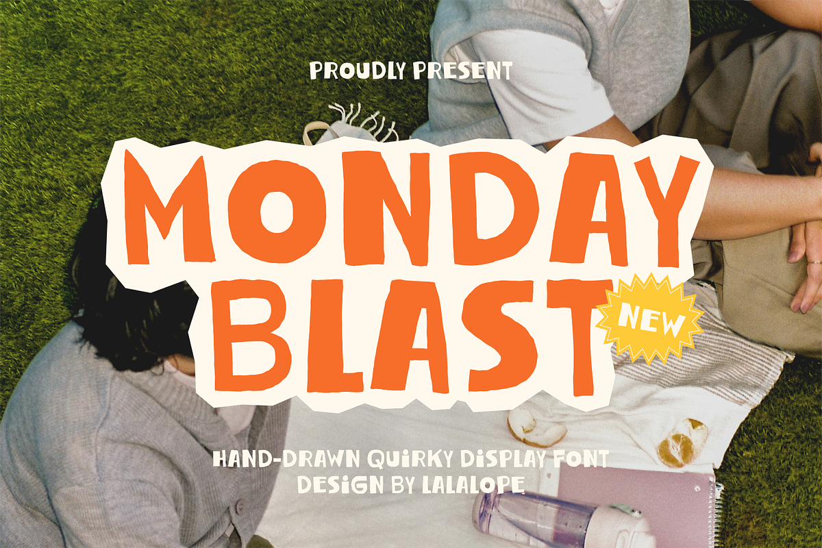 Monday Blast - Quirky Block Font, a Sans Serif Font by Lalalope (Photo 1 of 10)