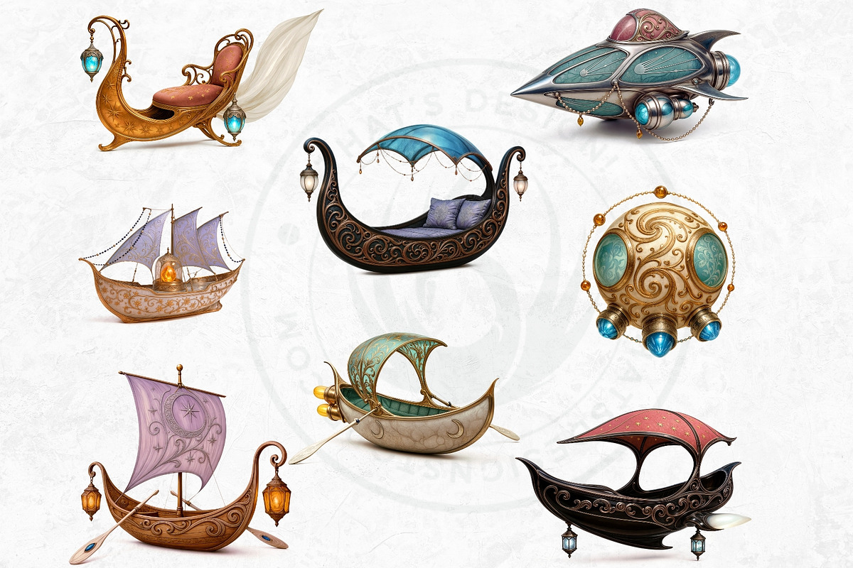 Art Nouveau Celestial Voyagers PNG, a Decorative Illustration by ThatsDesignArt (Photo 8 of 10)