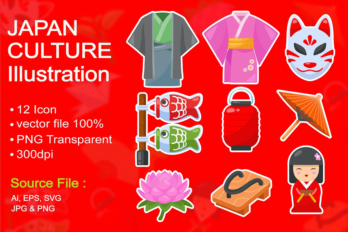 Japan Culture Illustration Icon Pack, an Object Graphic by PuriCreative (Photo 2 of 3)