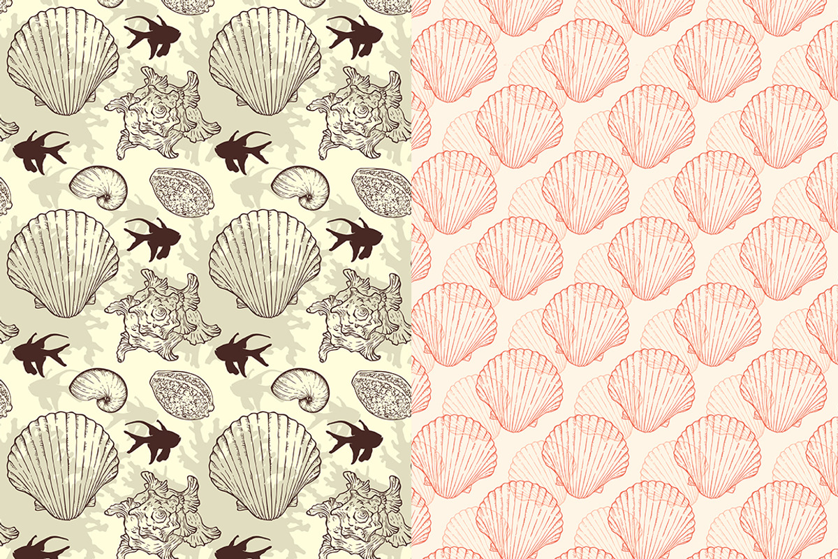 Sea shells seamless patterns, a Pattern Graphic by Artspace