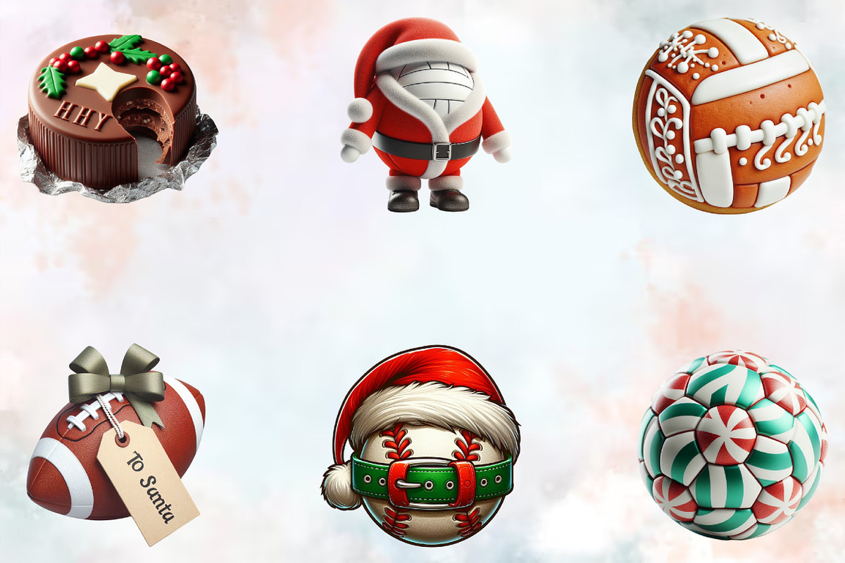 Cute Christmas Sport Balls Clipart, an Illustration by SVGArt (Photo 7 of 8)