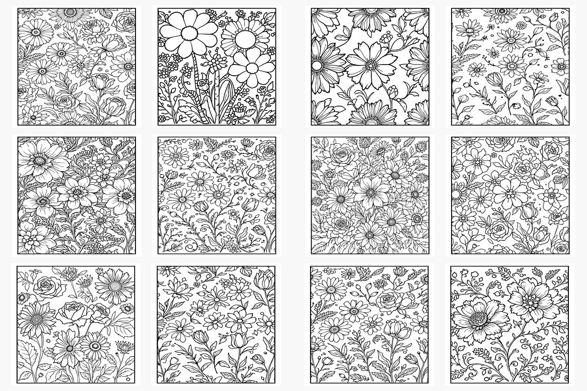 Floral Pattern Coloring Pages, a Print Template by Lamia Emad (Photo 2 of 4)