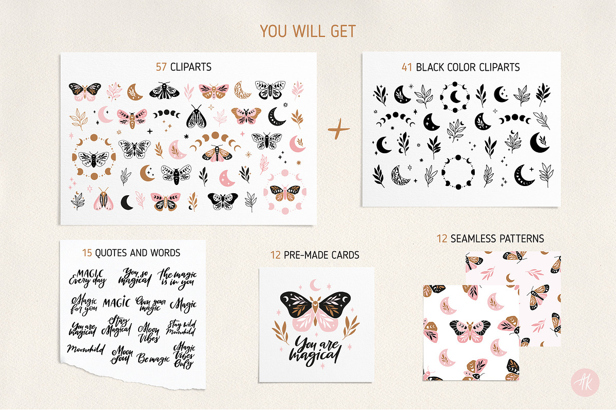 Mystical Hand Drawn Bundle 4 in 1, an Object Graphic by Alena Koval (Photo 3 of 18)