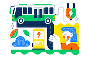 10 Electric Bus Transportation, a Transportation Illustration by denayunebgt (Thumbnail 4 of 4)