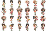 Quirky Girl With Flowers Clipart Bun, an Illustration by DreamPrint404 (Thumbnail 3 of 7)