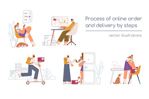 Online order & delivery process set, a Person Illustration by Good Studio