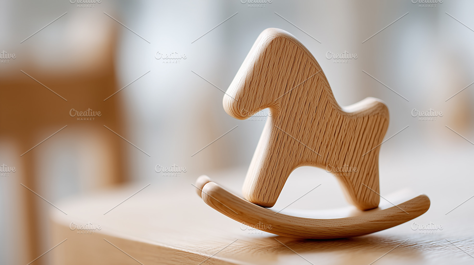 Minimalist wooden rocking horse toy, a Background Photo by MistyDay