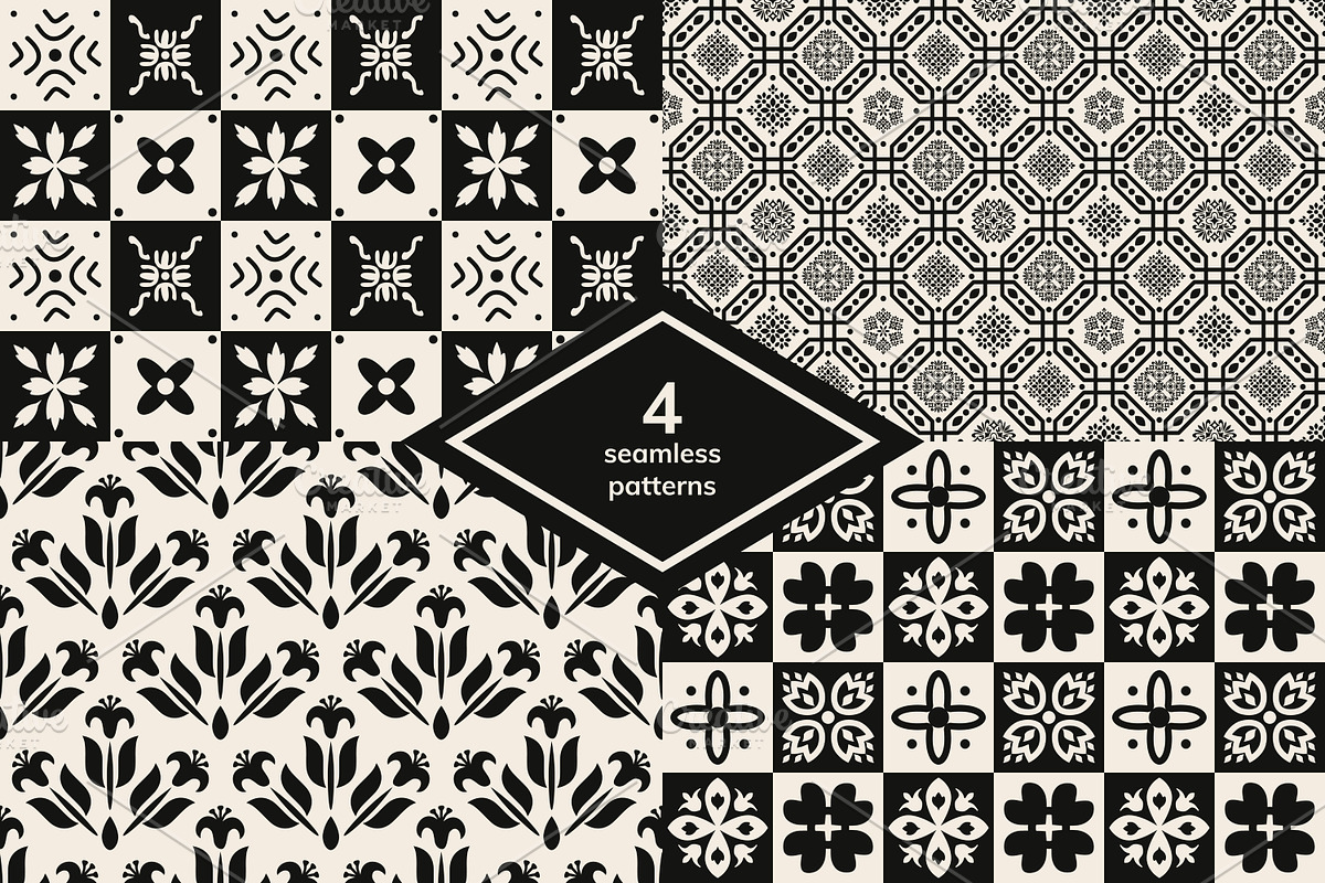 Seamless vector patterns, a Pattern Graphic by elyomys (Photo 1 of 3)