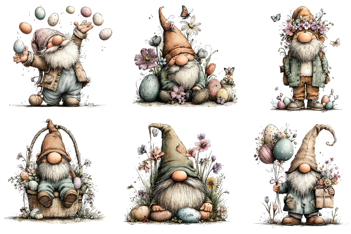 Whimsical Easter Gnome Clipart, an Illustration by Dream Creation (Photo 4 of 7)