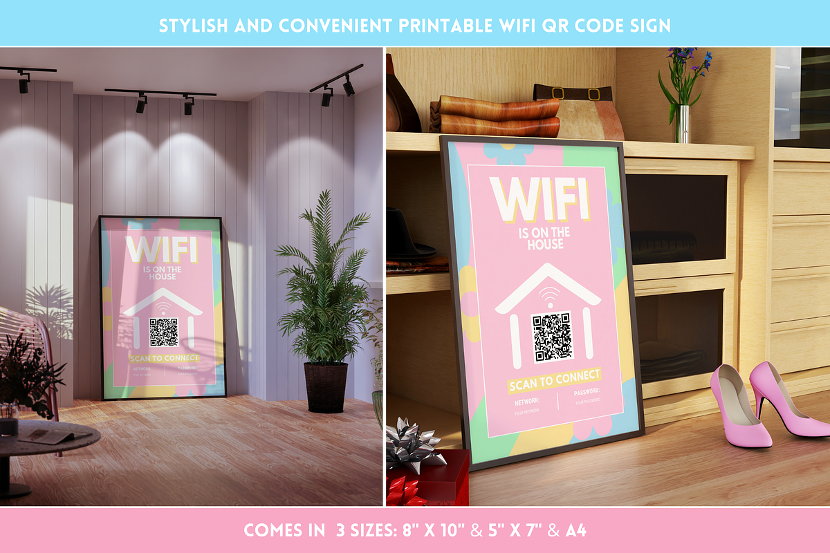 Pastel WiFi QR Code Sign, a Stationery Template by SunshineStudioBoutique (Photo 4 of 10)