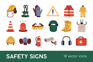 Safety signs, security icons set, an Object Illustration by Good Studio