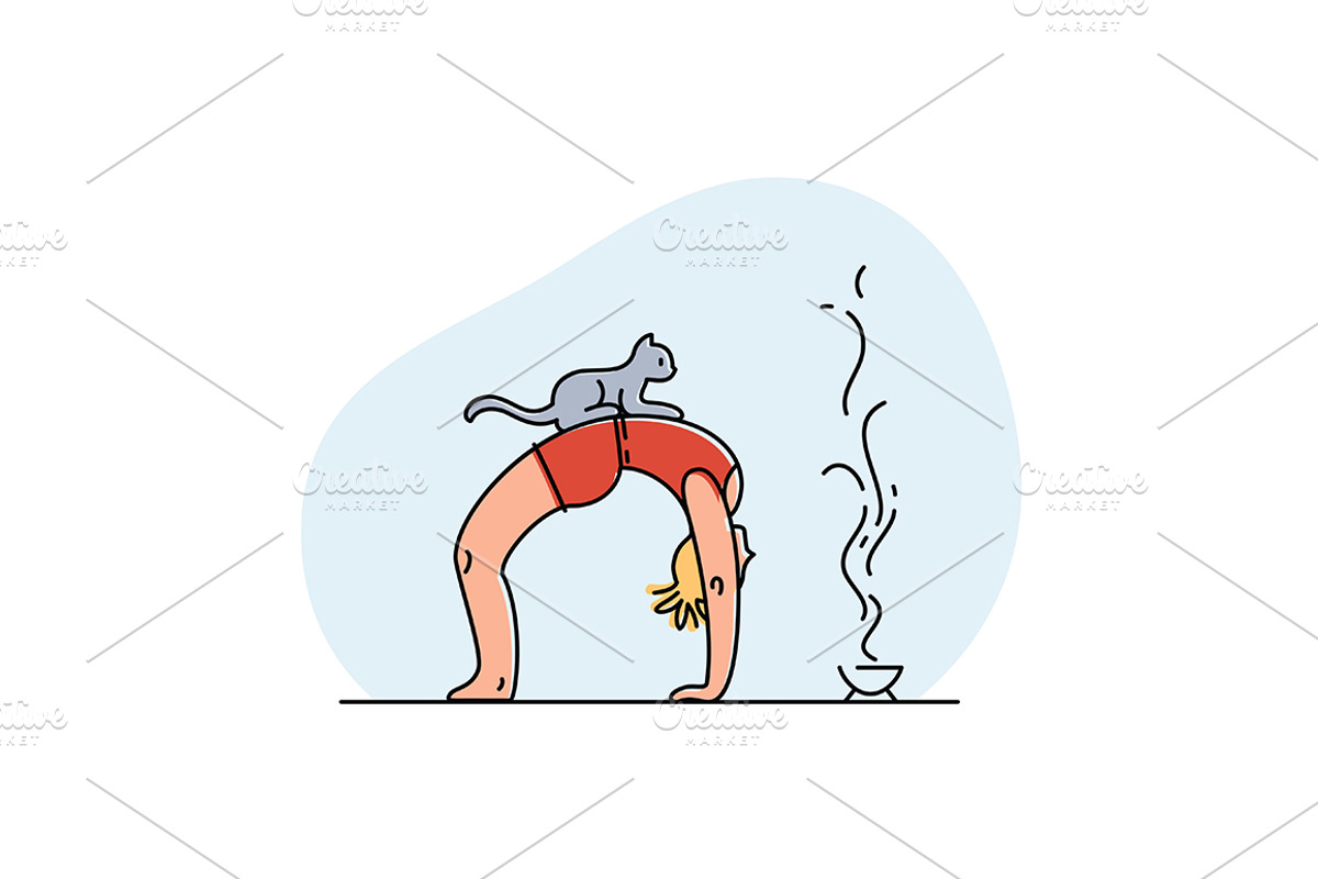 Yoga practice & cat illustration set, a Healthcare Illustration by tetiana.svirska (Photo 7 of 17)